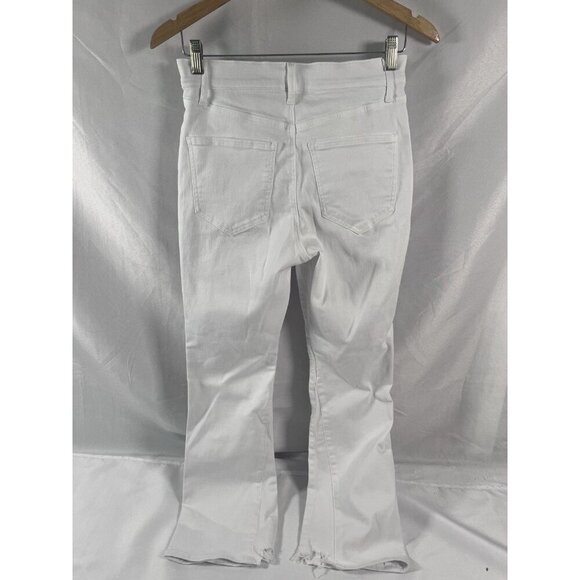 EXPRESS High Rise Cropped Flare White Jeans w/ Stretch Size 6R - Picture 3 of 6